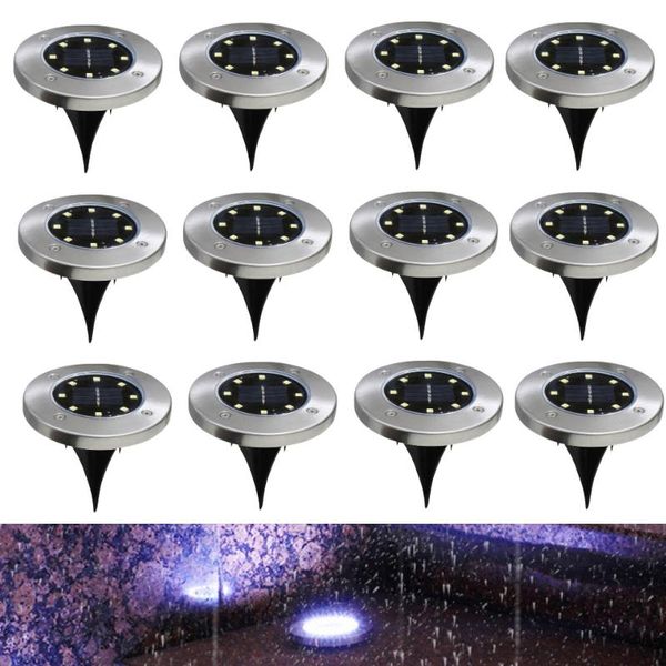 

lawn lamps 8/12/16/20 led solar yard night light buried waterproof garden lights outdoor pathway floor under ground spot lamp