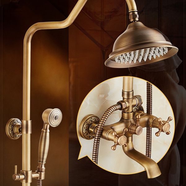 

bathroom shower sets brass antique faucet set wall mount dual handle with handshower mixer tap 37g3