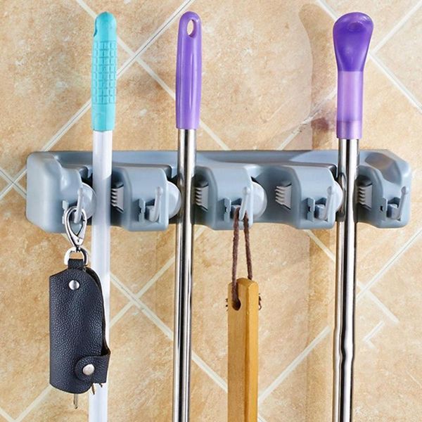 

hooks & rails multifunction wall mounted mop organizer holder rack brush broom hanger with plastic kitchen bathroom storage tool