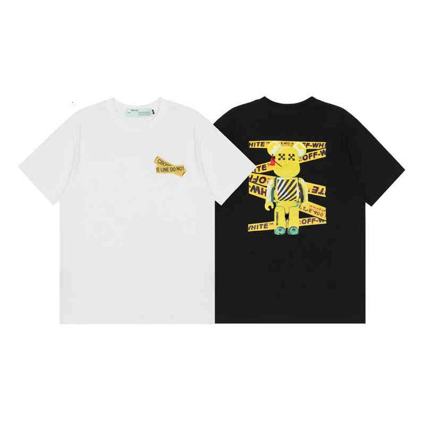 

short brand new fashion off-white21ss sleeve t-shirt street high ins men's and women's same round neck loose, White;black