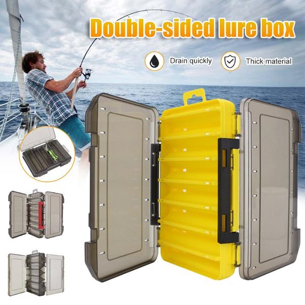 

double sided fishing tackle box 12 14 compartments lure hook storage plastic case accessories