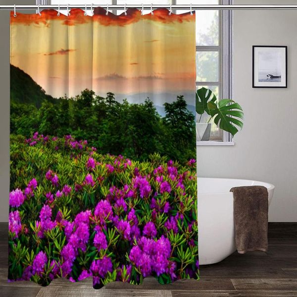 

spring scenery shower curtain forest trees flower green plants fabric bathroom curtains home wall decor bathtub bath screen set