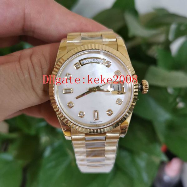 

bpf wristwatches men watches 128238 36mm yellow gold diamond mother of pearl dial stainless steel 316l 2813 movement automatic mechanical me, Slivery;brown