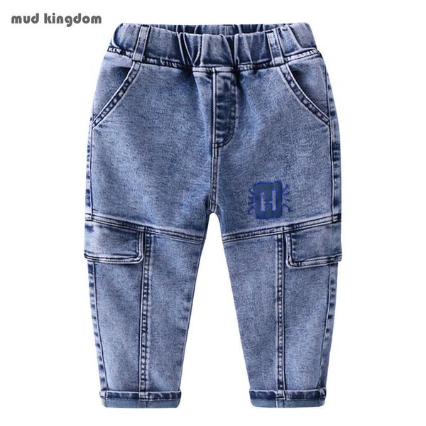 Mudkingdom Boys Stretch Jeans Soild Elastic Waist Boy Denim Pant Fashion Kids Pantaloni 210615