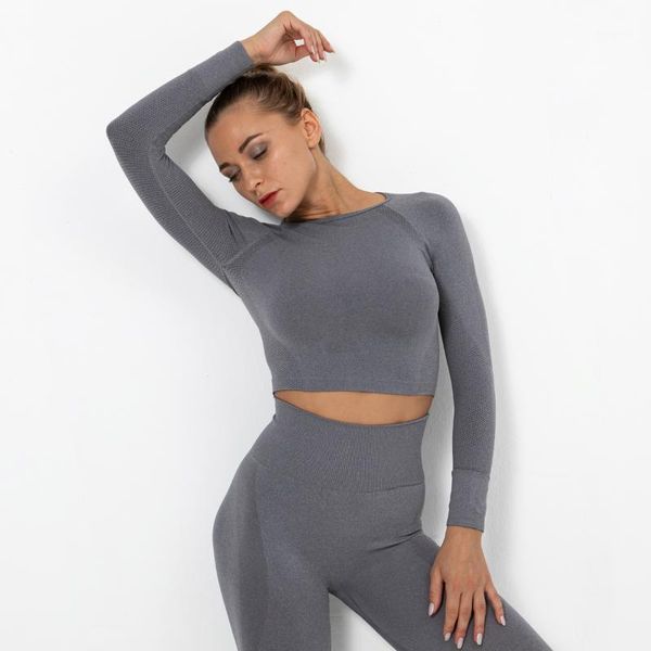 

yoga outfits women long sleeve fitness running t shirts gym wear sports female shirt pure tracksuit active1, White;red