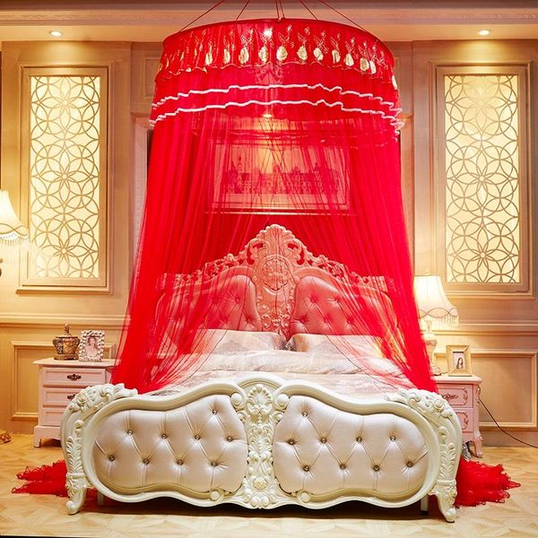 

mosquito net red hung dome insect repeller bed curtain ornate canopy universal moustiquaire bulk wedding home textile q
