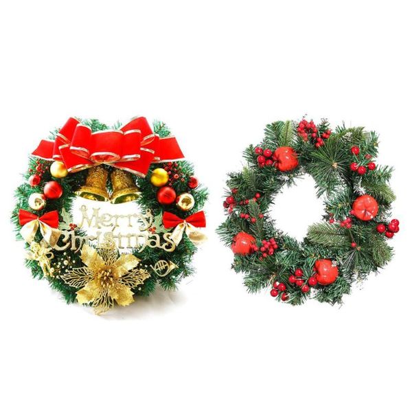 

christmas decoration wreath 30cm door hanging gifts vine ring pvc decorative flowers & wreaths
