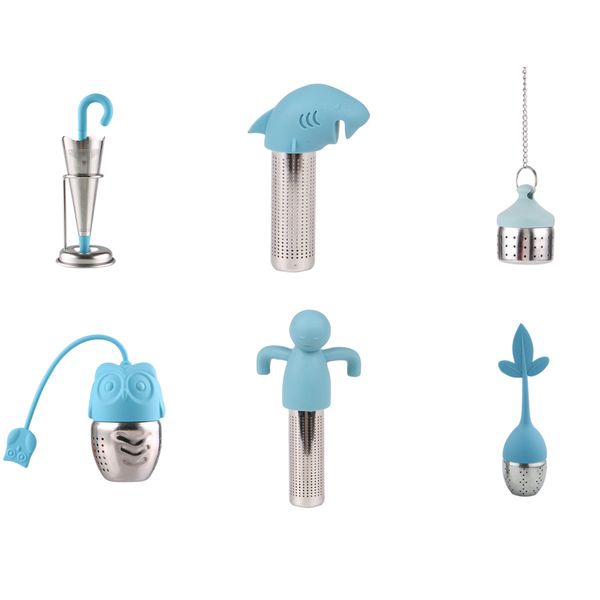 

cute cartoon shark tea infuser loose leaf silicone ball strainer small man owl filter stainless steel kitchen teaware gadget