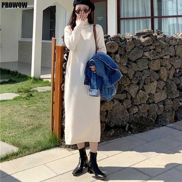 

2021 one-piece korean sweater knitted dress woman casual plus size loose dress winter new french vintage long sleeve knit dress, Black;gray