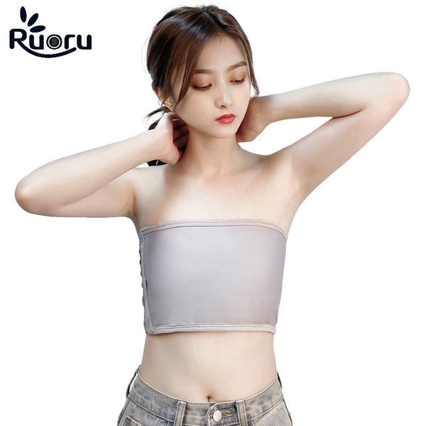 

women's shapers ruoru strapless chest breast binder trans strengthen bandage reinforced short corset plus size s- 5xl tomboy bra intima, Black;white