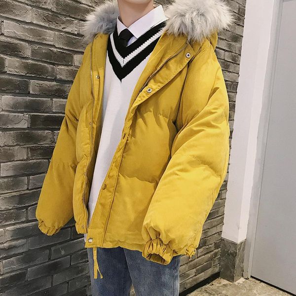 

lovers' loaves collar thickenedcotton clothes men's and women's loose hats cotton-padded jackets coats bubble coat parkas, Black