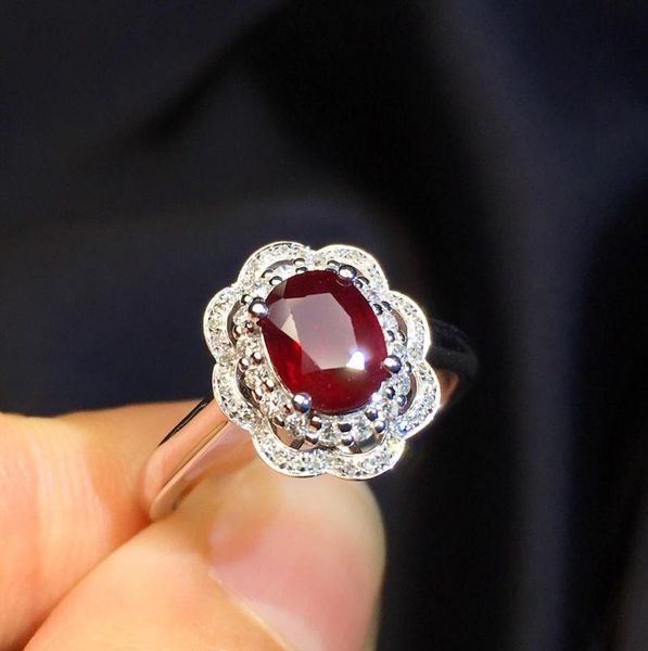 

cluster rings p331 ruby ring fine jewelry 18k white gold natural 1.12ct pigeon blood red gemstones female's wedding diamonds, Golden;silver