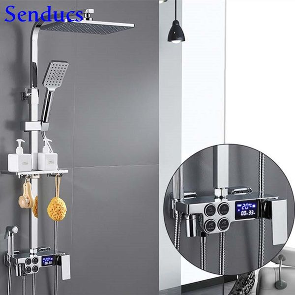 

chrome bath shower set intelligent bathroom digital system square brass bathtub faucet temperature sets