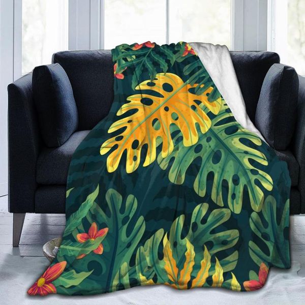 

blankets soft warm flannel blanket tropical flowers leaves zoom travel portable winter throw thin bed sofa
