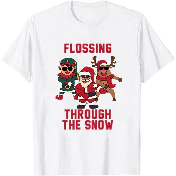 

women's t-shirt merry christmas santa claus t shirt women casual fashion xmas deer kawaii cartoon hip hop style tee female top, White