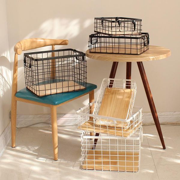 

storage baskets retro simple iron basket desksnack fruit cosmetic mask books box household sundries
