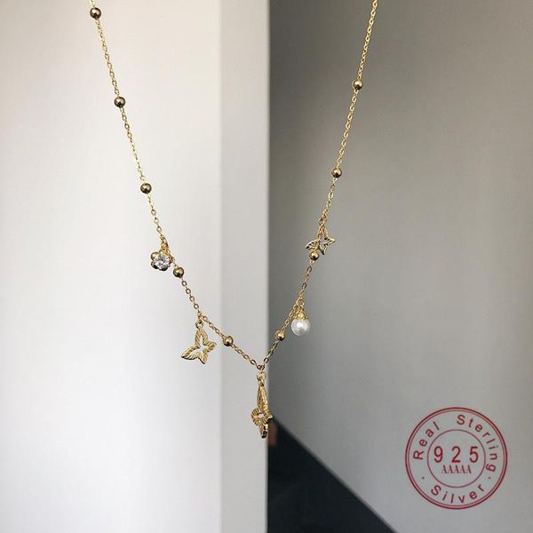 

pendant necklaces 925 sterling silver japanese exquisite pearl butterfly necklace women fashion vintage party jewelry