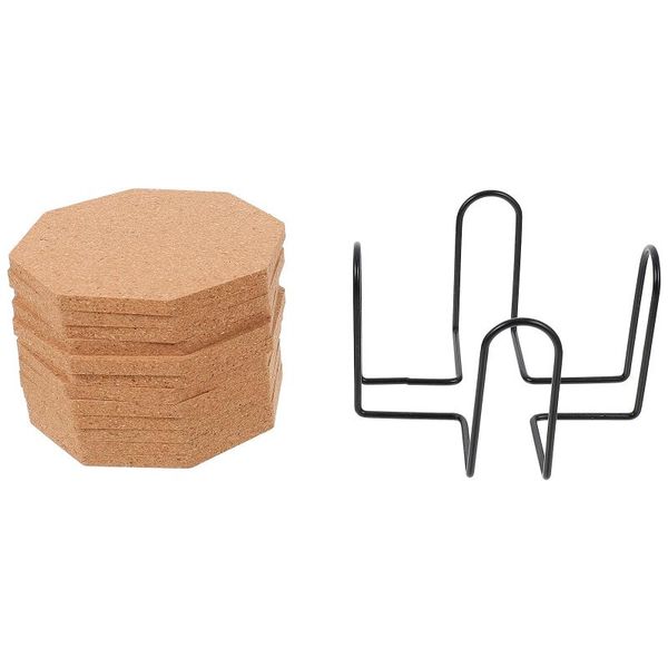

mats & pads 12pcs wooden coasters creative octagon cup with rack (assorted color)