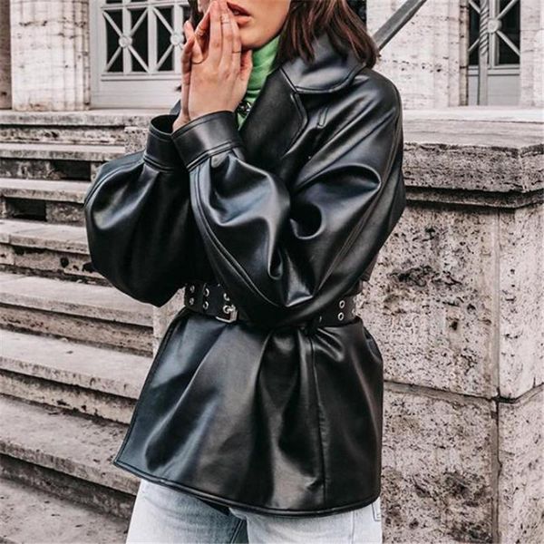 

women's jackets fall women coat fashion black pu leather casual jacket female steetwear motorcycle windbreaker ladies long sleeve sashe, Black;brown