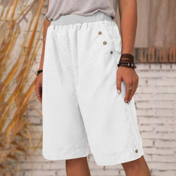 

women's shorts women casual solid color loose side pocket high waist mid rise thin texture short breathable wide leg drawstring, White;black