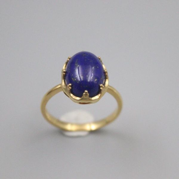 

cluster rings solid pure s925 sterling silver lapis lazuli band women ellipse crown ring 14mm us7, Golden;silver