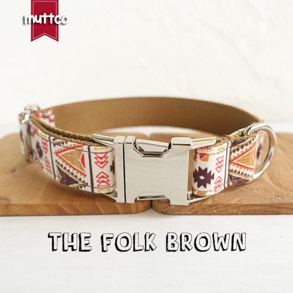 

10pcs/lot muttco wholesale handmade collar the folk brown dog 5 sizes udc058 collars & leashes