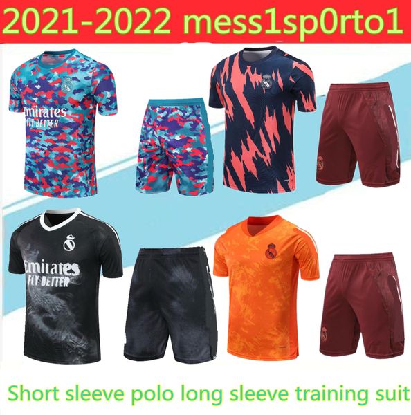 

2021 real madrid soccer training suit del chandal 20/21 short sleeve polo long hazard benzema modric camiseta de futbol jogging football tra, Black