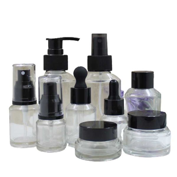 

storage bottles & jars 15ml 30ml empty clear glass dropper vials 60ml 100ml 120ml spray lotion pump toner esscnce bottle 15g 30g 50g cosmeti
