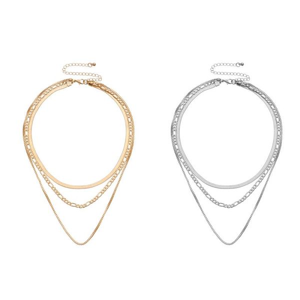 

chains alloy hip hop multilayer necklace fashion women punk short collar choker, Silver
