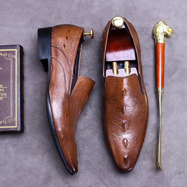 

men's leather shoes single genuine business summer 2021 crocodile dress, Black