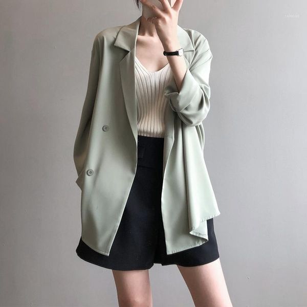 

women's suits & blazers hzirip thin summer outwear streetwear chic sunscreen vintage stylish all match 2021 plus loose korean solid coa, White;black