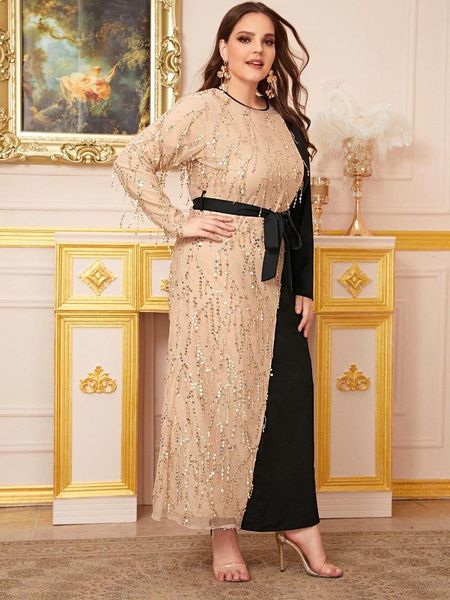 

ethnic clothing woman dress muslim fashion tassel sequins plus size long middle east dubai abaya turkey belt donsignet, Red