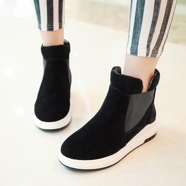 

boots big size euroamerican style round head muffin bottom jacket color waterproof platform, Black