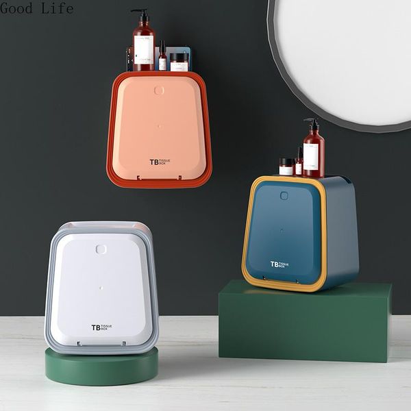 

tissue boxes & napkins contrasting color box household wall-mounted perforation-double-layer toilet roll paper rack
