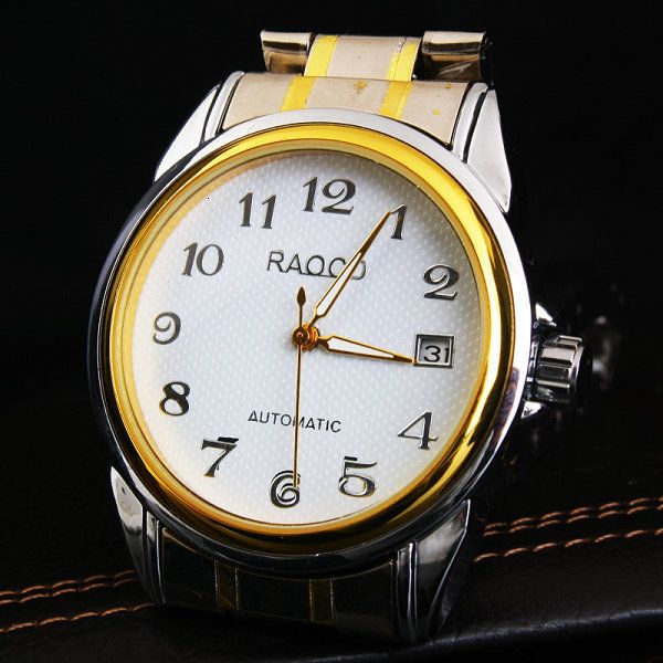 

watch men's watch swiss leisure fully automatic mechanical steel belt taobao, Slivery;brown
