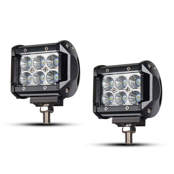

working light 2pcs 4 inch work led bar 18w lamps driving lamp fog flood beam 6000k for car truck motor atv utv vehicles