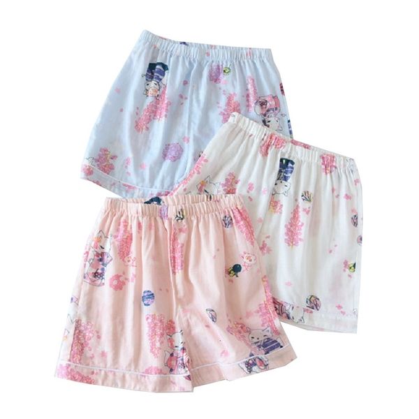 

women's sleepwear 2021 spring summer new ladies soft cute cartoon printed sleep bottom loose gauze cotton shorts women large size, Black;red