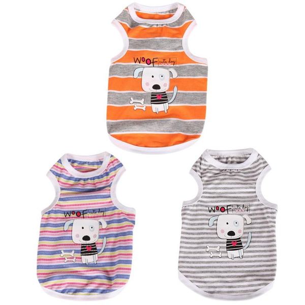 

dog apparel pet summer printed clothes stripes vest for cats and dogs small cotton sleeveless shirt puppy vests clothing lj