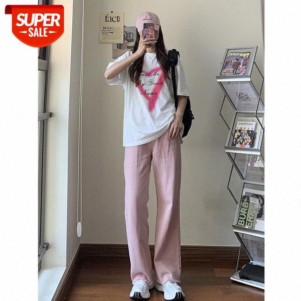 

[4/12 zero point grade] jeans waist straight trousers year bai wear pants trend #wg9o, Black;white