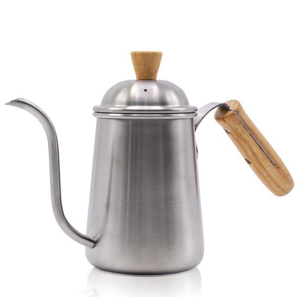 

coffee pots 650ml wooden handle stainless steel gooseneck kettle hand drip pot pour over tea barista maker brewer