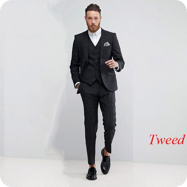 

men's suits & blazers black and white classic suit tweed peaked lapel tailored made smoking jacket male blazer terno masculino sli, White;black