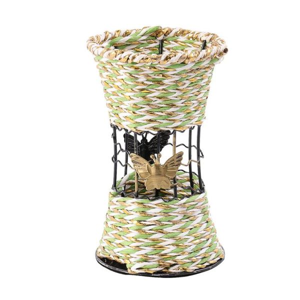 

storage baskets 2pcs simulated rattan woven iron art flower pot deskdecorative vase