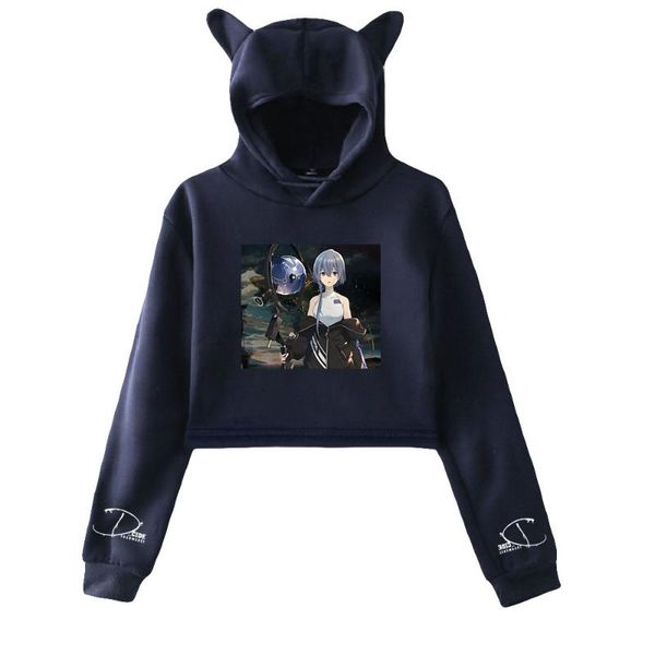

women's hoodies & sweatshirts d-cide traumerei spring printed cat ears kawai hoodie girl long sleeve sweet short, Black