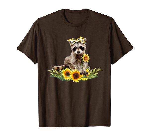 

raccoon sunflower lover gift raccoon bandana sunflower t-shirt, White;black