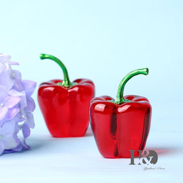 

h&d 2.6'' crystal chili figure paperweight ornament feng shui decor collection figurines home wedding party gifts souvenir decorat