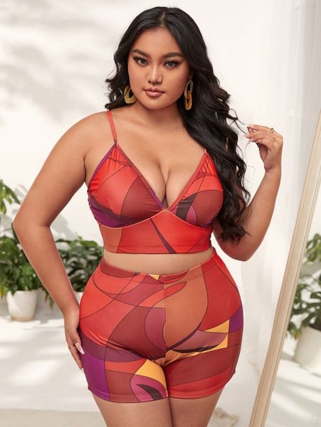 

plus color block bikini swimsuit v3ot#, Black