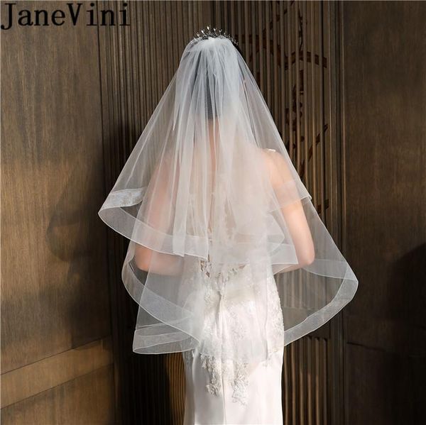 

bridal veils janevini ivory two layers wedding veil with comb simple short tulle korea style bride pography face 2021, Black