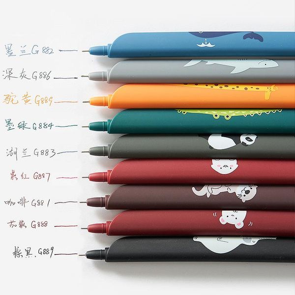 

gel pens retro color pen ten different cartoon with lovely animals printing