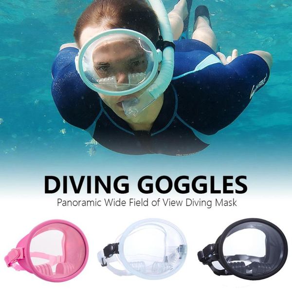 

panoramic wide field of view diving mask durable water sports snorkeling frameless tempered glass goggles masks
