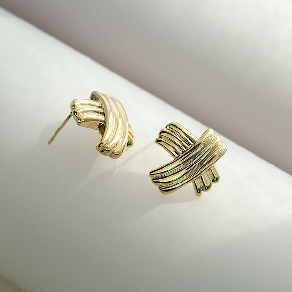 

aaa designer jewelry fashionable cross design s925 silver pin earrings 04r3, Golden;silver